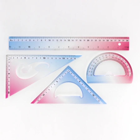 One-horned deer PS ruler, student straight ruler, set, wholesale plastic protractor in stock, four-piece set, original ruler manufacturer One-horned deer PS ruler, student straight ruler, set, wholesale plastic protractor in stock, four-piece set, original ruler manufacturer
